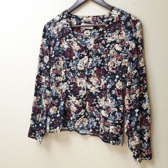 vintage floral print blouse / 90s - Picture 1 of 4